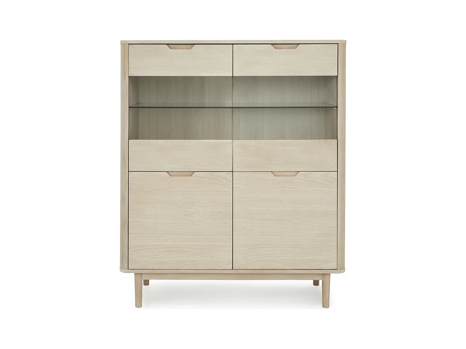 Buffet haut Nyborg avec 4 portes et - Chêne massif et MDF - huile blanche