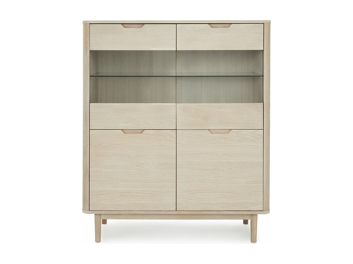 Buffet haut Nyborg avec 4 portes et - Chêne massif et MDF - huile blanche