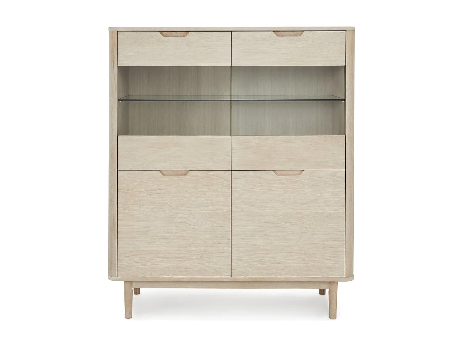 Buffet haut Nyborg avec 4 portes et - Chêne massif et MDF - huile blanche