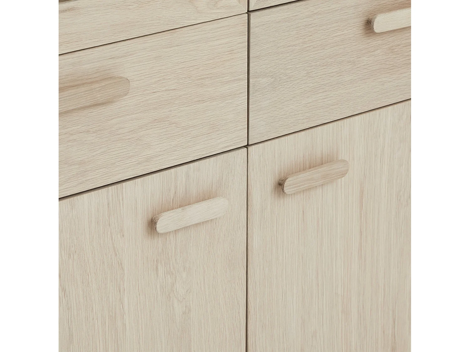 Vitrine Porto avec 4 portes et 2 tiroirs - Chêne massif et MDF - huile blanche