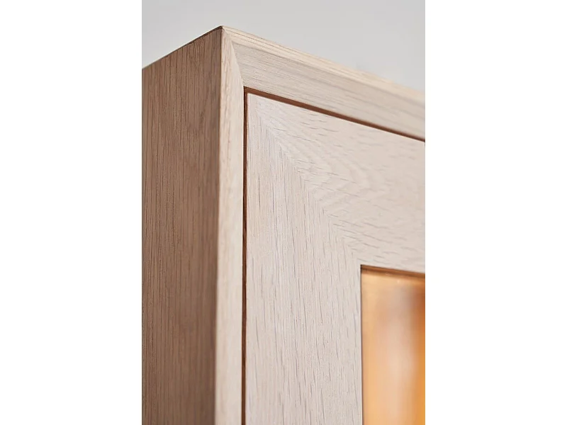 Vitrinekast met led-verlichting Porto - 4 deuren, 2 laden - Massief eikenhout & MDF - Witte olie