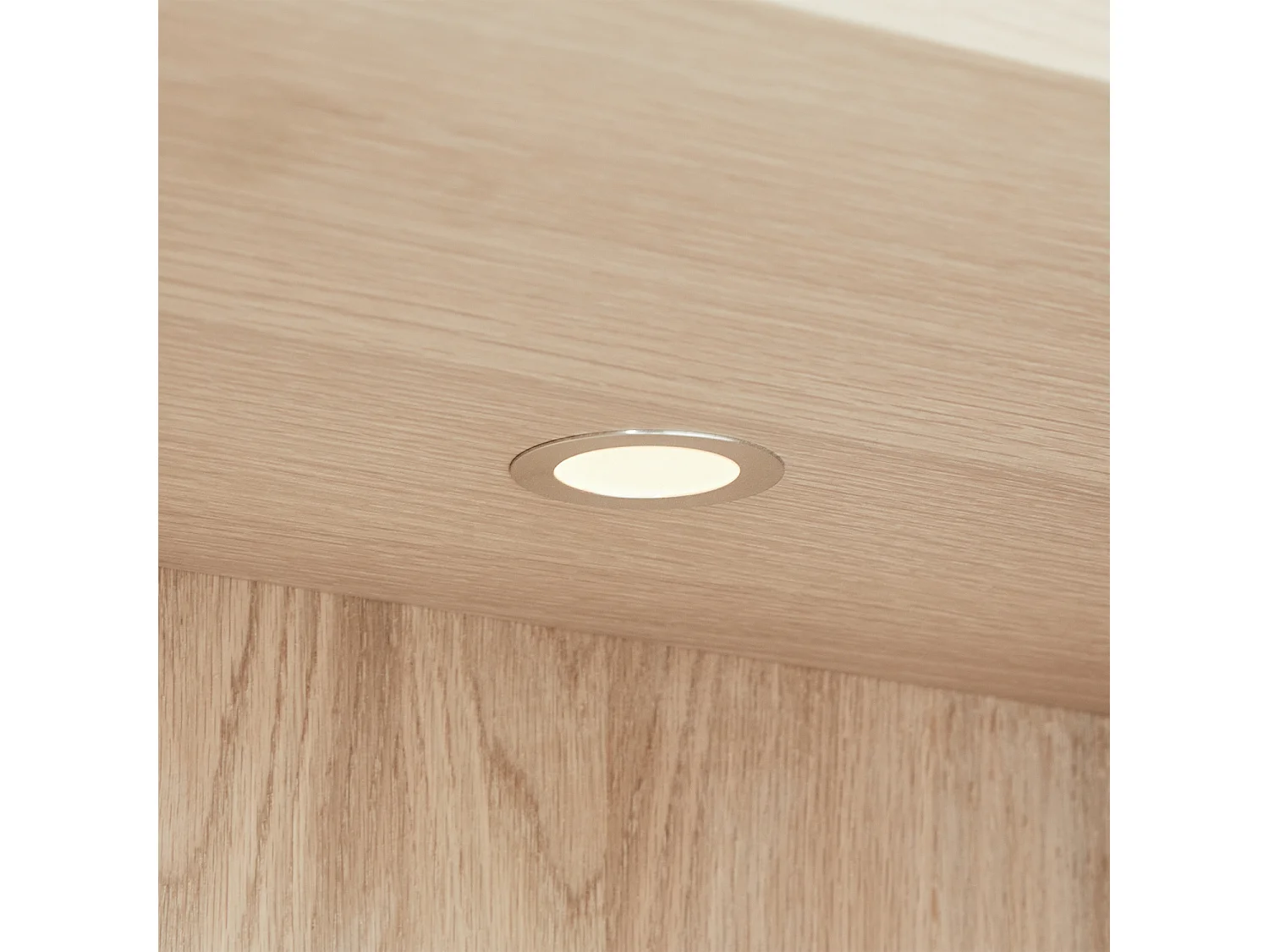 Vitrinekast met led-verlichting Porto - 4 deuren, 2 laden - Massief eikenhout & MDF - Witte olie