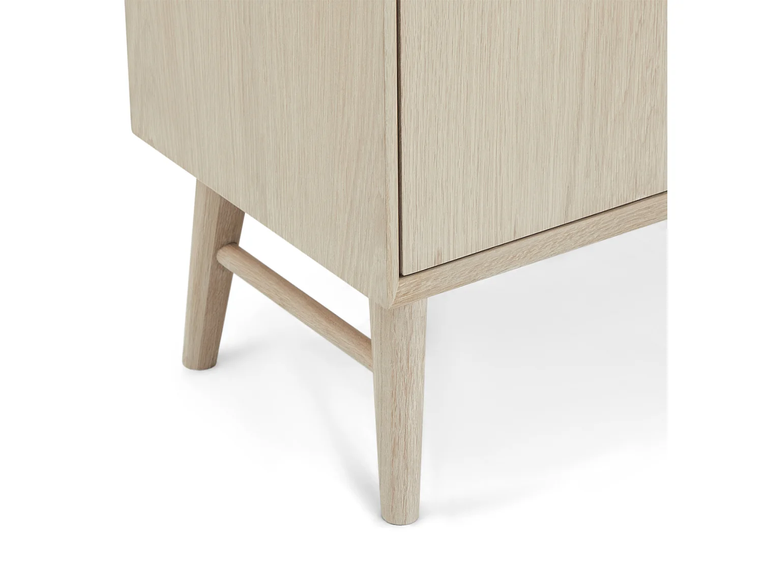 Vitrinekast met led-verlichting Porto - 4 deuren, 2 laden - Massief eikenhout & MDF - Witte olie