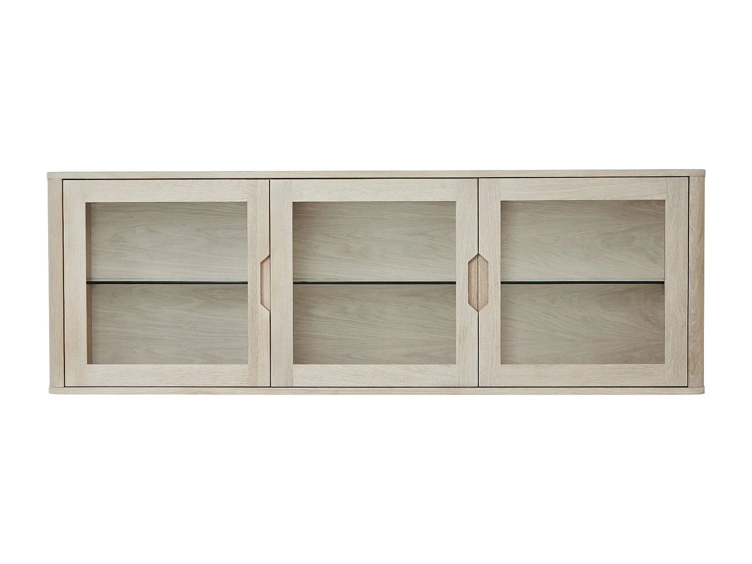 Vitrine murale Nyborg avec 3 portes et 3 niches - Chêne massif et MDF - huile blanche