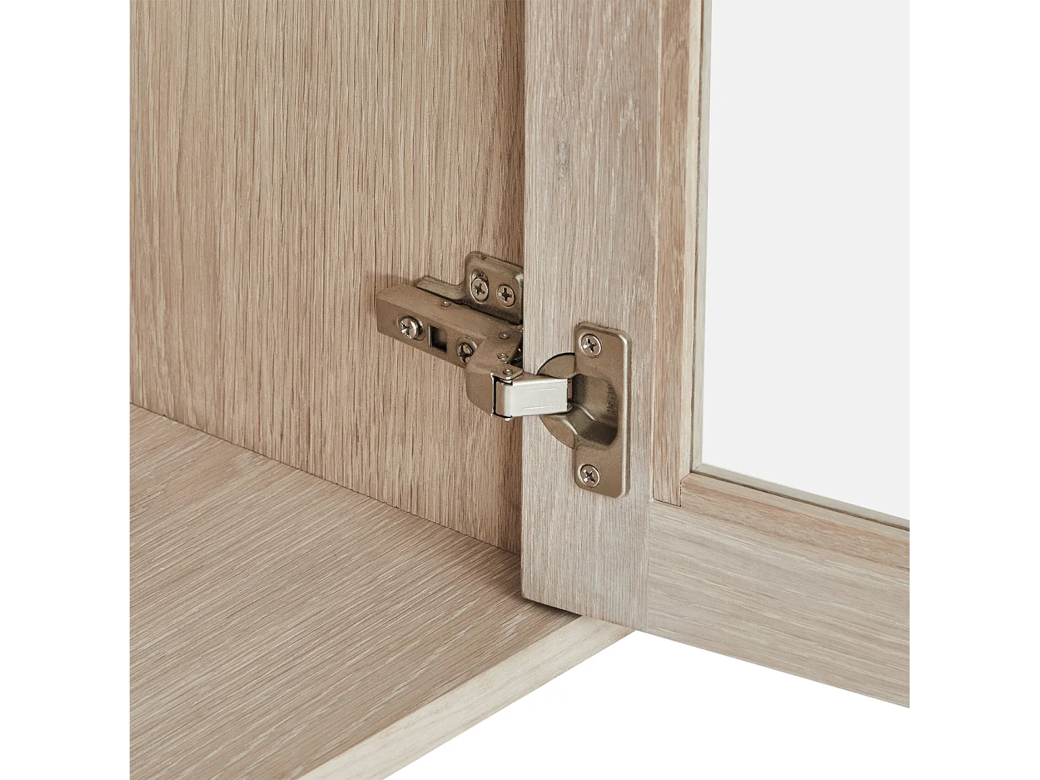 Vitrine murale Nyborg avec 3 portes et 3 niches - Chêne massif et MDF - huile blanche