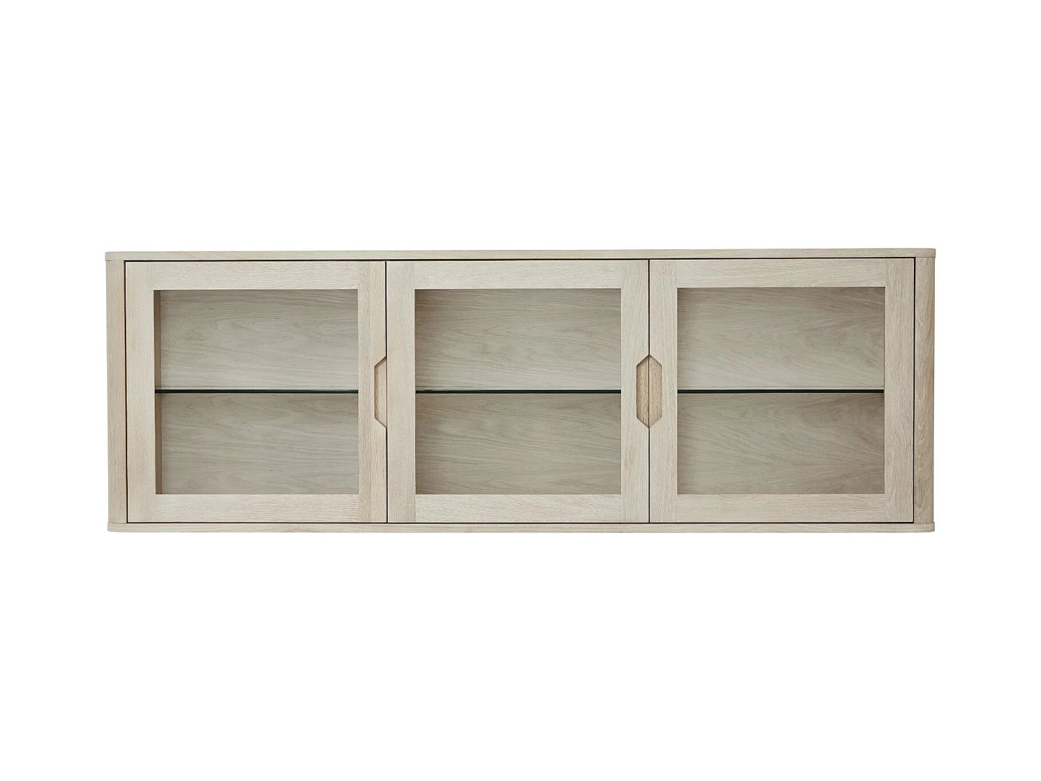 Vitrine murale Nyborg avec 3 portes et 3 niches - Chêne massif et MDF - huile blanche