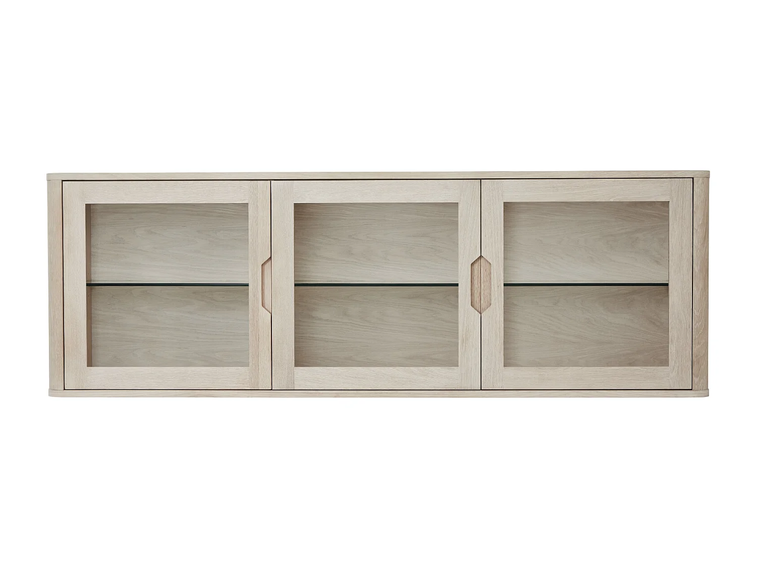 Vitrine murale Nyborg avec 3 portes et 3 niches - Chêne massif et MDF - huile blanche