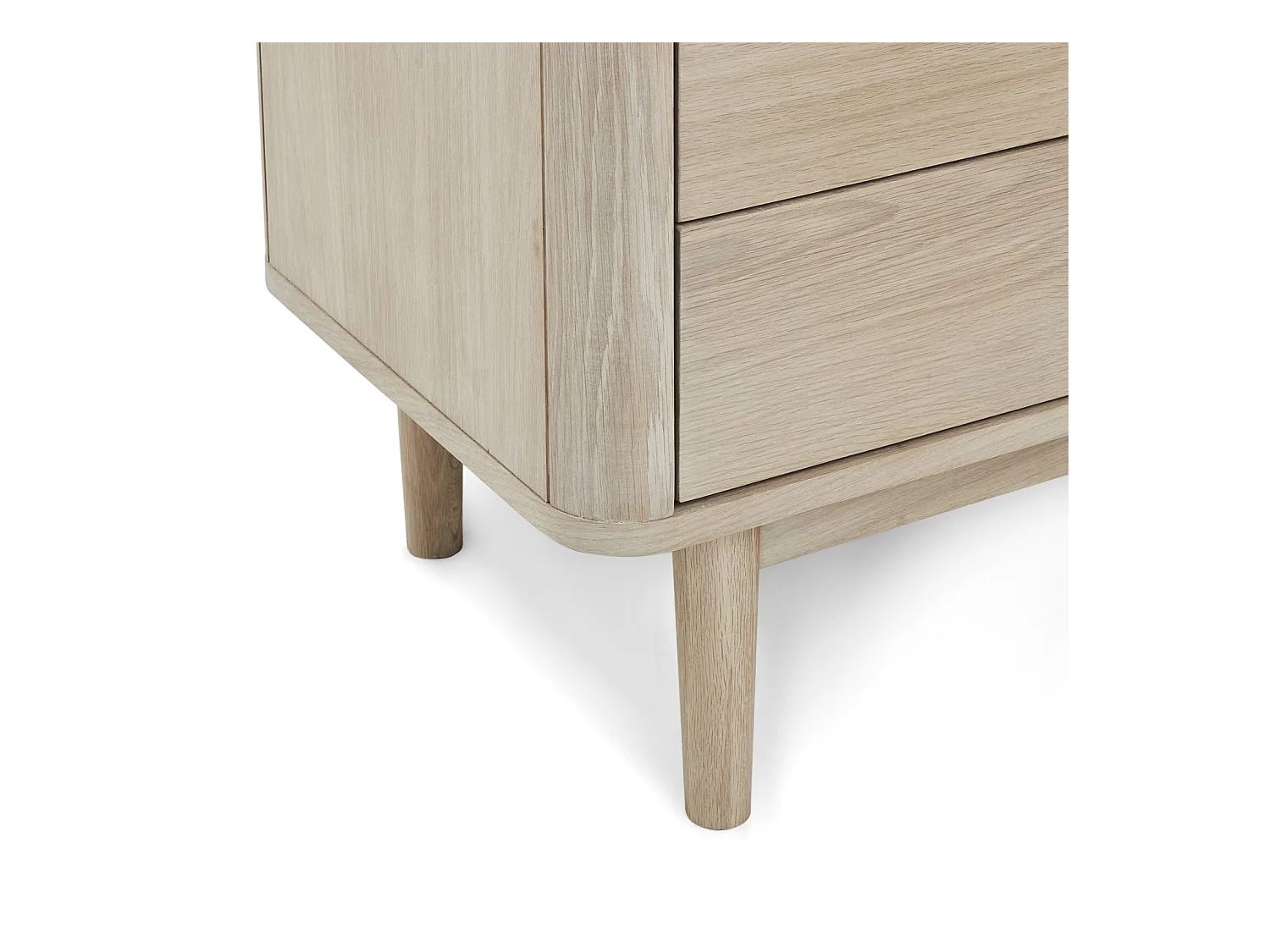 Vitrine avec LEDs Nyborg avec 2 portes et 2 tiroirs - Chêne massif et MDF - huile blanche