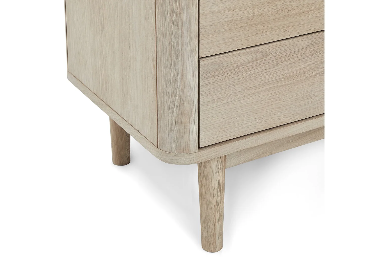 Vitrine avec LEDs Nyborg avec 2 portes et 2 tiroirs - Chêne massif et MDF - huile blanche