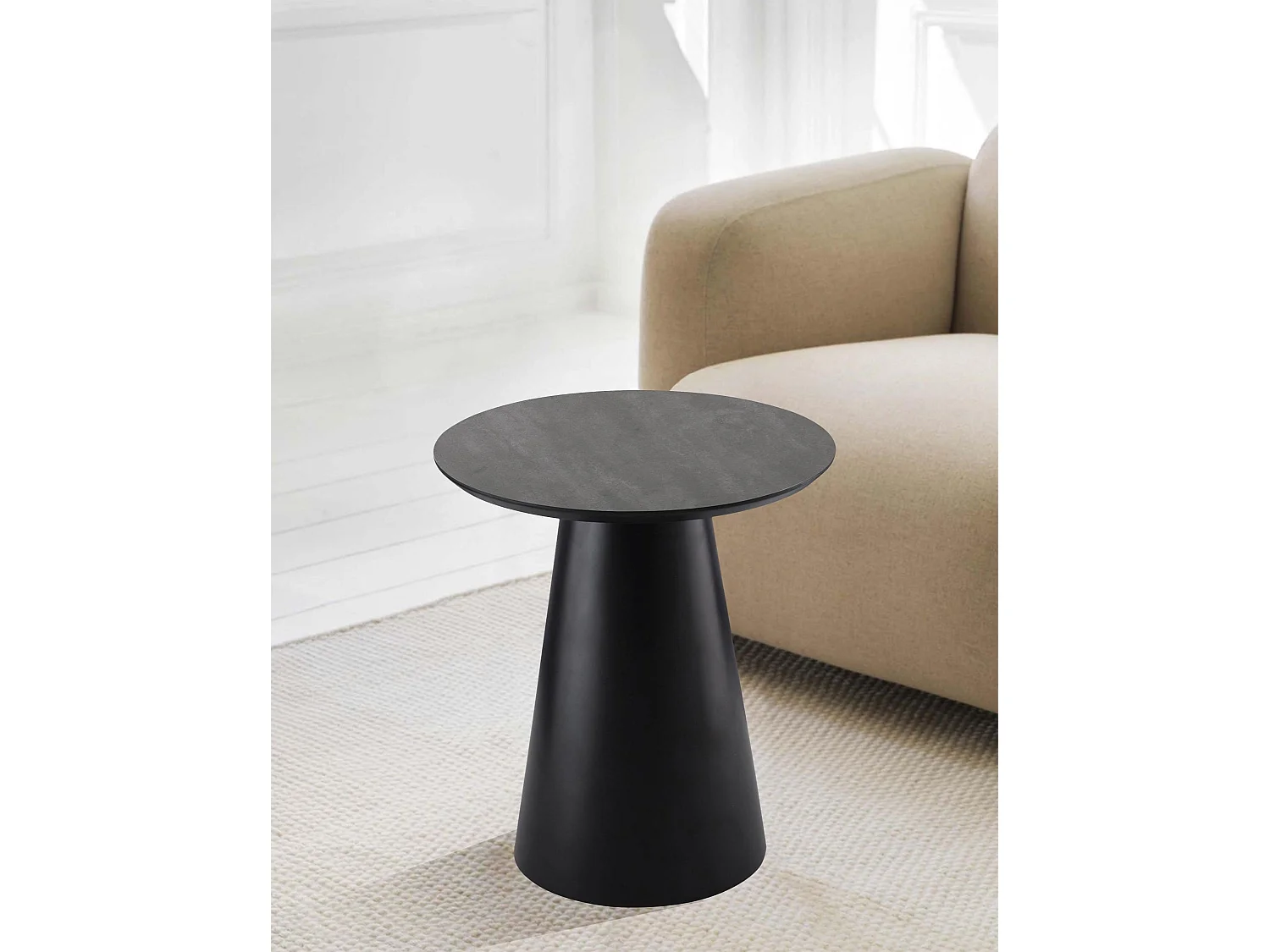 Table basse Tango - Ronde - MDF et bois - Gris