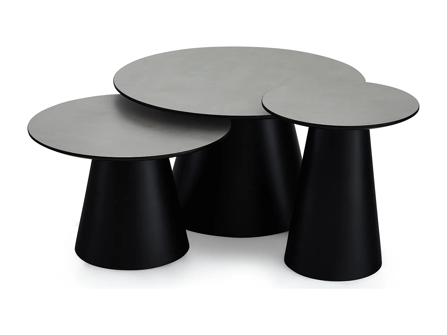 Table basse Tango - Ronde - MDF et bois - Gris