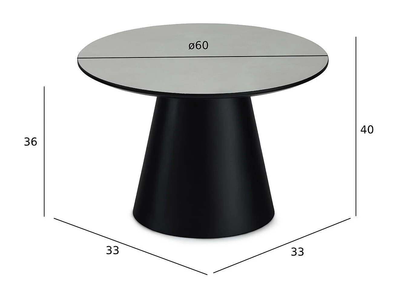 Table basse Tango - Ronde - MDF et bois - Gris