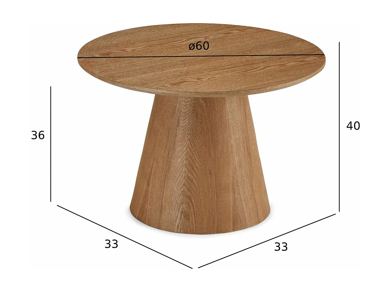 Ronde Salontafel Tango - MDF & egetræsfinér - Naturel