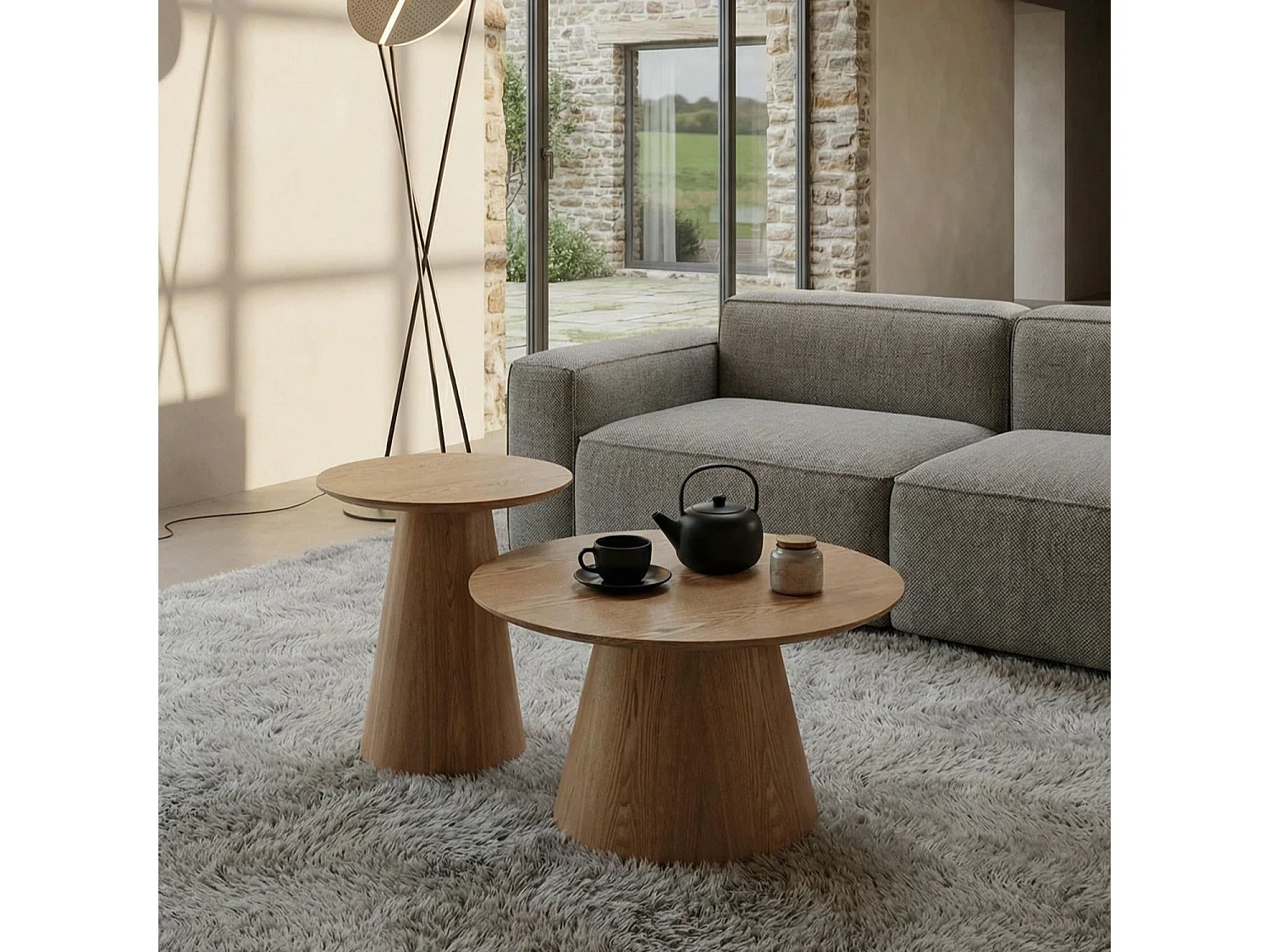 Table basse Tango - Ronde - MDF et bois - Naturel