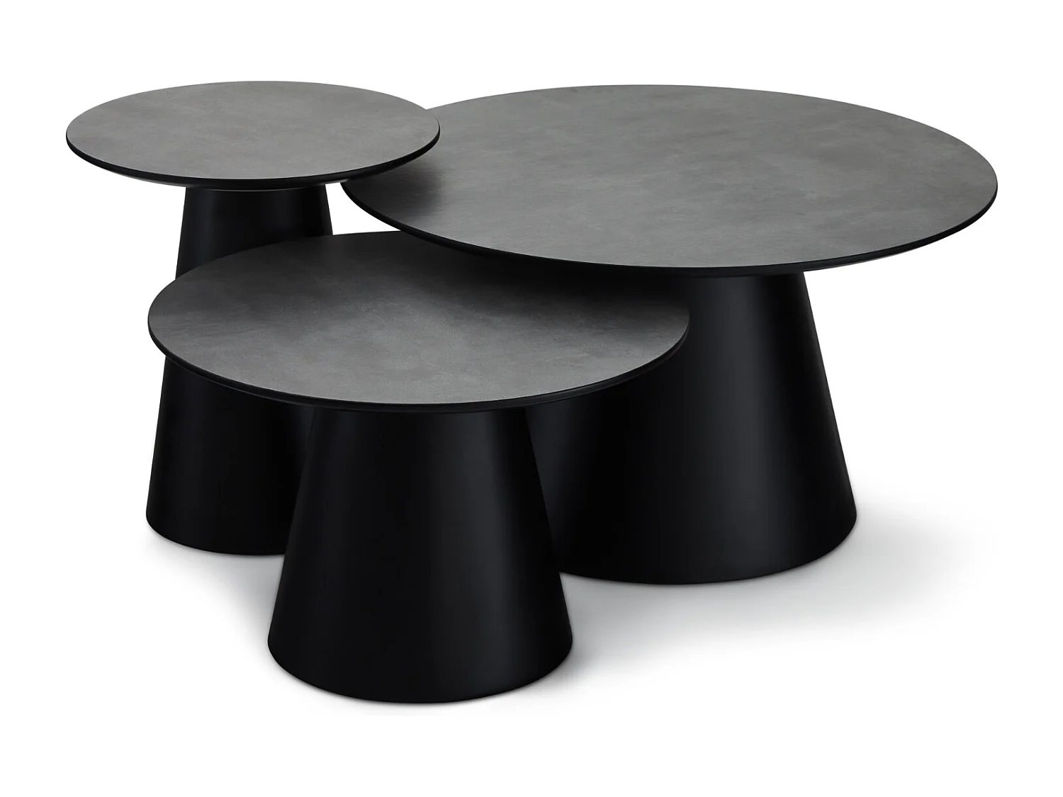 Table basse Tango - Ronde - MDF et bois - Gris