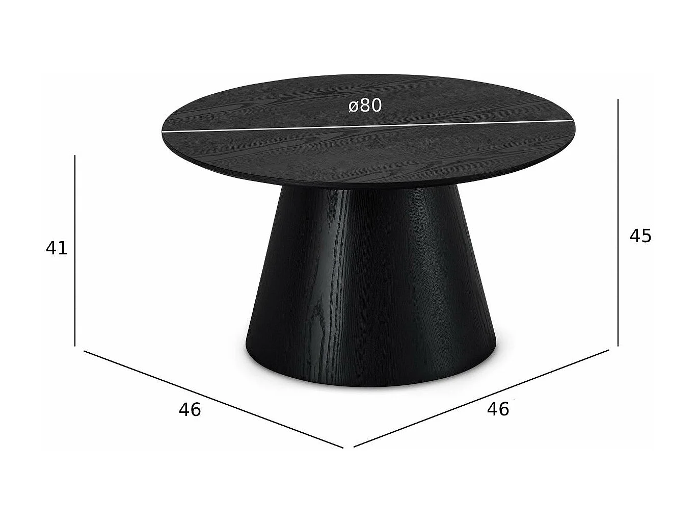 Mesa de centro redonda Tango - MDF y chapa de roble - Negro