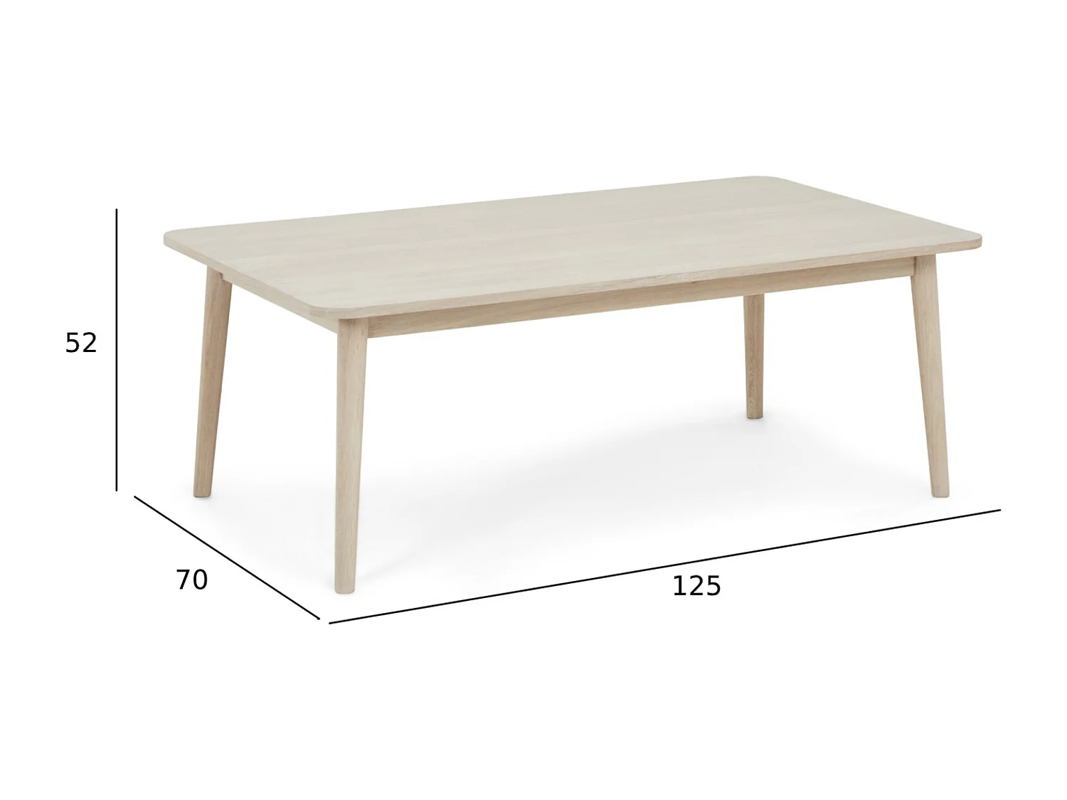 Table basse Nyborg - Rectangulaire - Chêne massif et - huile blanche