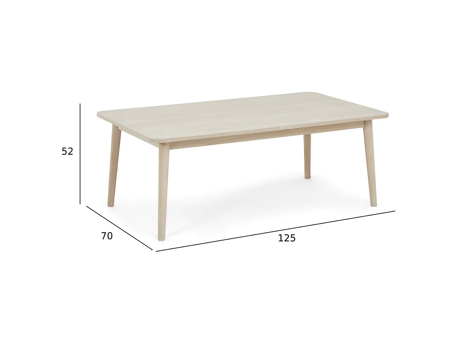 Table basse Nyborg - Rectangulaire - Chêne massif et - huile blanche