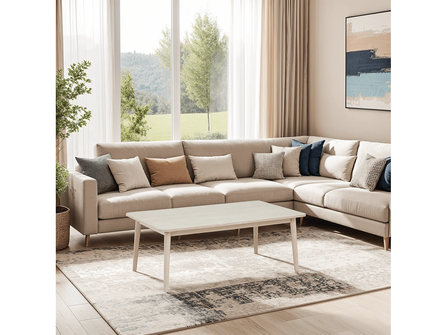 Rechthoekige Salontafel Texas - Massief eikenhout - Naturel