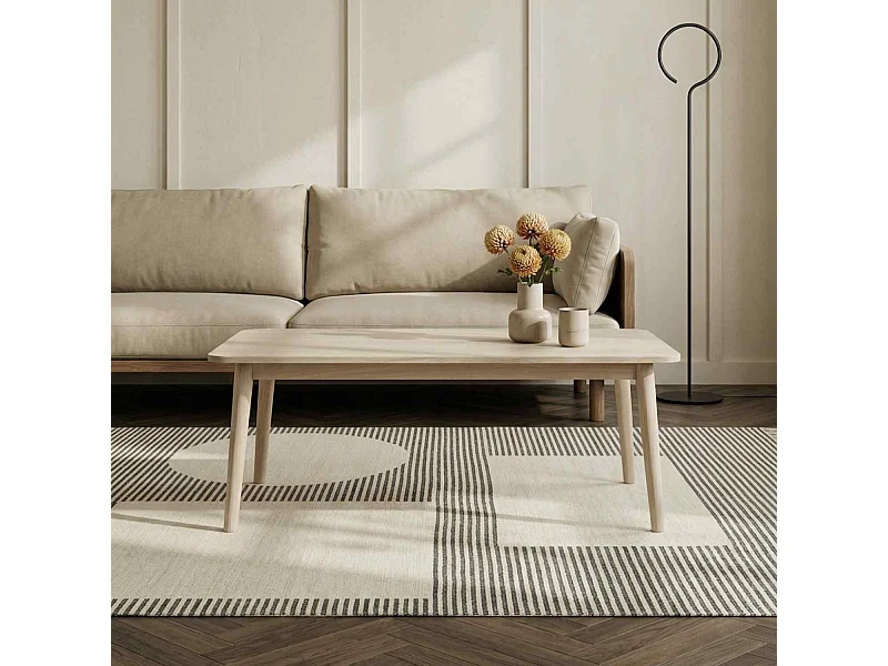 Table basse Nyborg - Rectangulaire - Chêne massif et - huile blanche