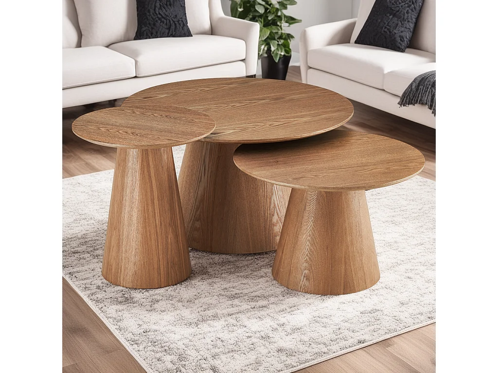 Ronde Salontafel Tango - MDF & egetræsfinér - Naturel