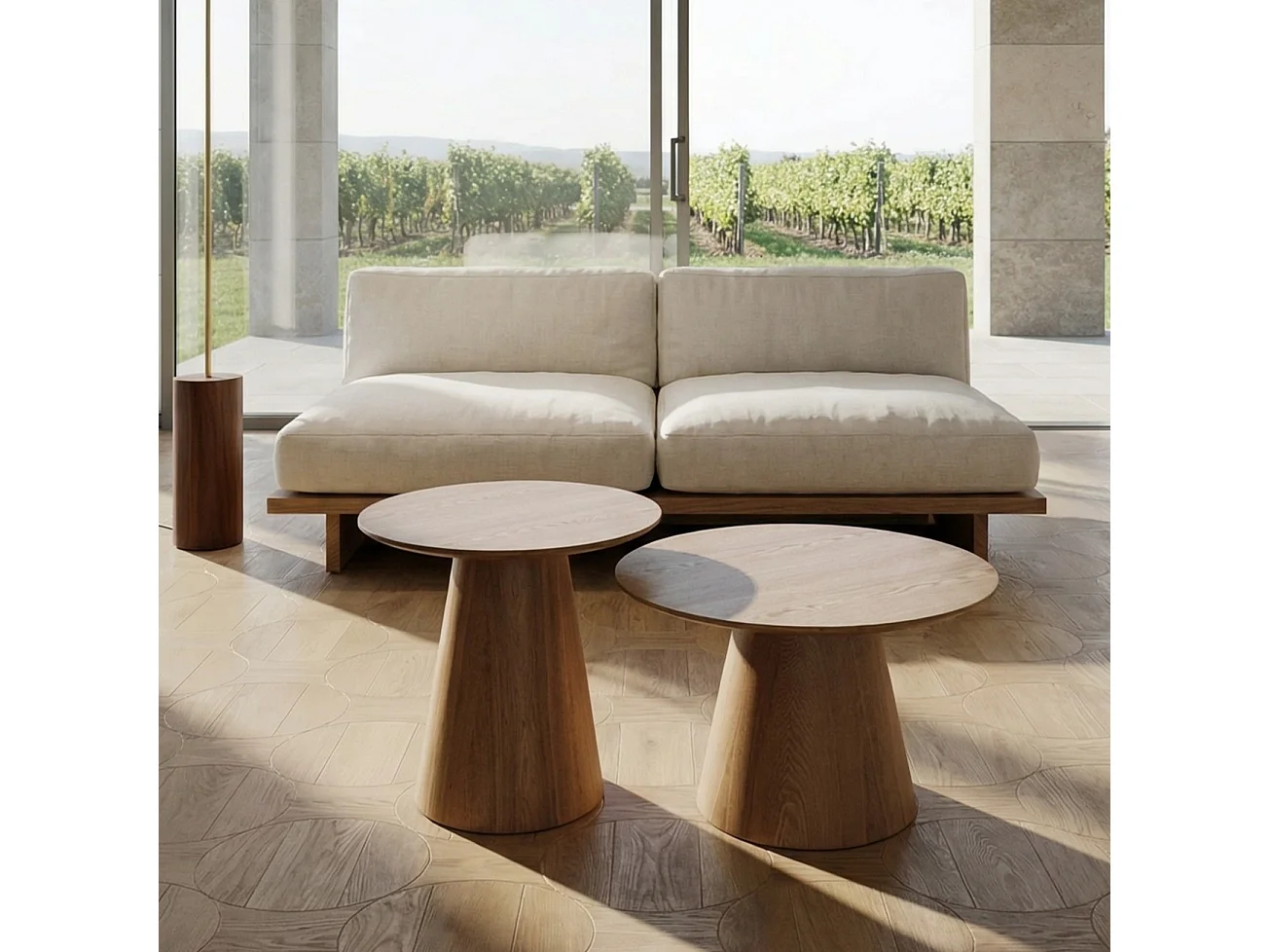 Table basse Tango - Ronde - MDF et bois - Naturel