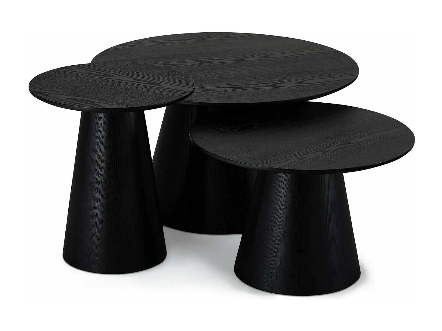 Runder Couchtisch Tango - MDF & Eiche - Schwarz