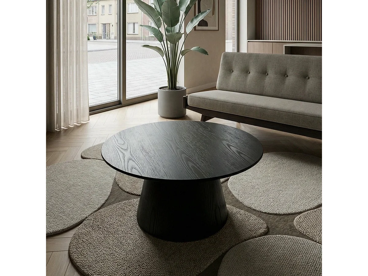 Ronde Salontafel Tango - MDF & egetræsfinér - Zwart