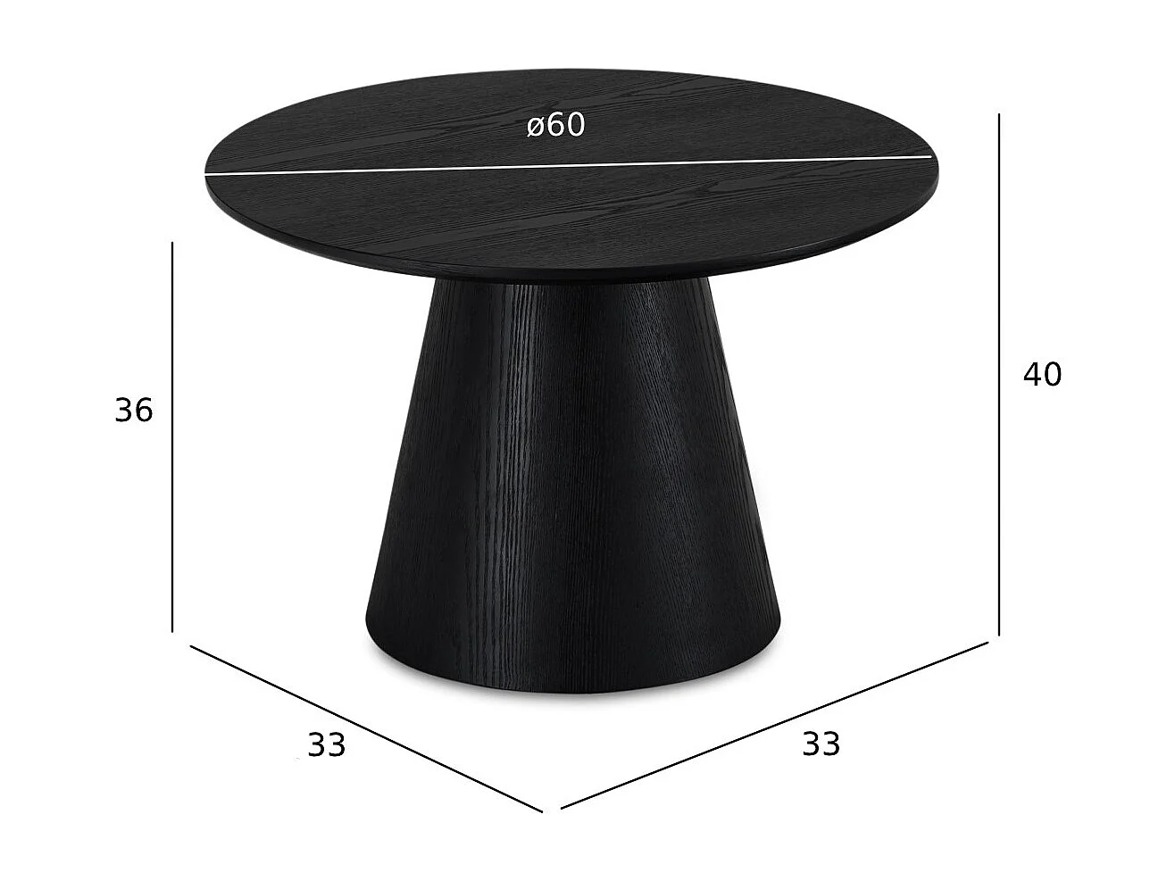 Table basse Tango - Ronde - MDF et bois - Noir