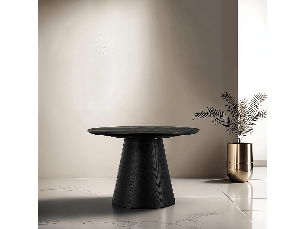 Table basse Tango - Ronde - MDF et bois - Noir