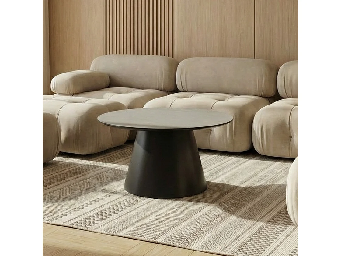 Table basse Tango - Ronde - MDF et bois - Gris