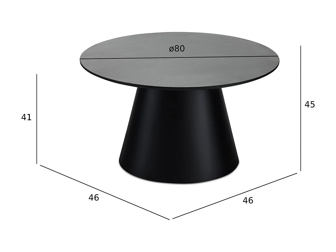 Table basse Tango - Ronde - MDF et bois - Gris