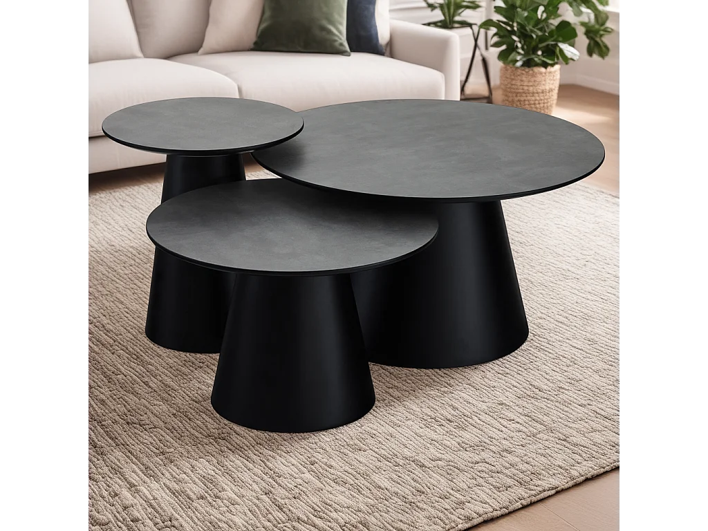 Tavolino rotondo Tango - MDF e Melamina - Grigio