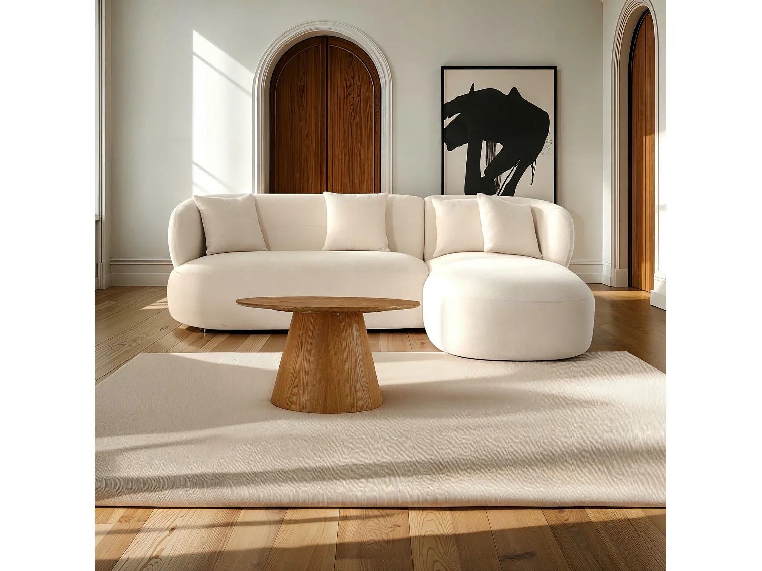 Tavolino rotondo Tango - MDF e Impiallacciatura di rovere - Naturale