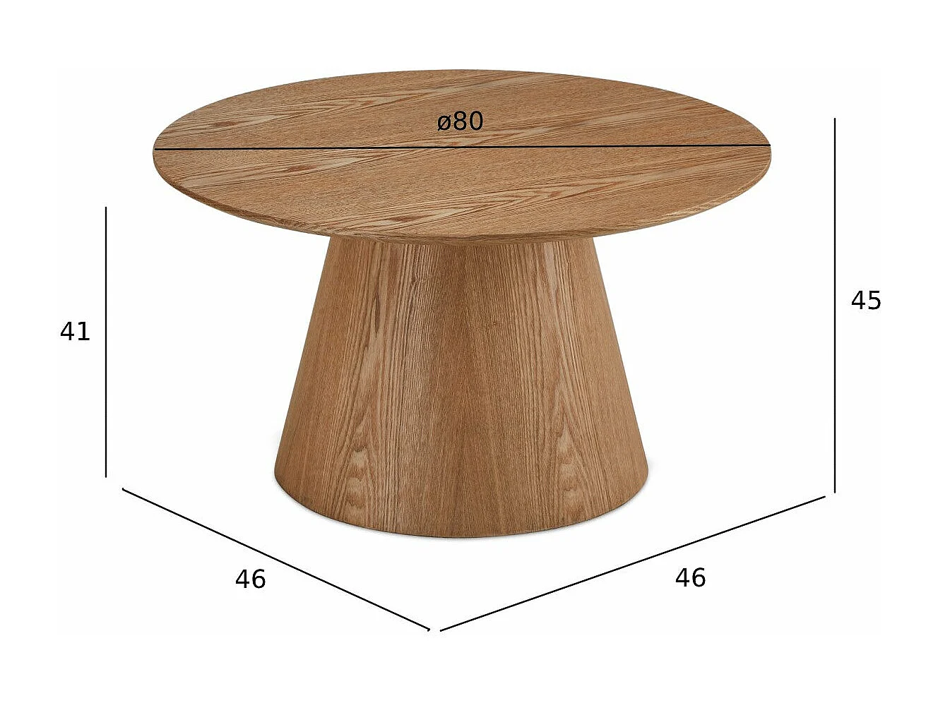 Tavolino rotondo Tango - MDF e Impiallacciatura di rovere - Naturale