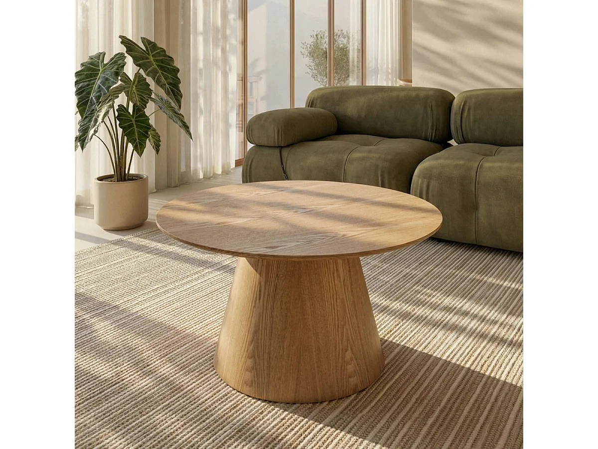 Table basse Tango - Ronde - MDF et bois - Naturel