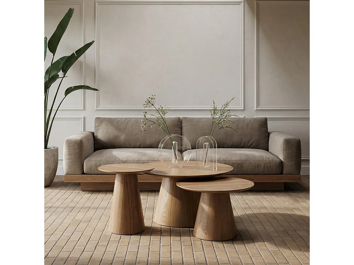 Table basse Tango - Ronde - MDF et bois - Naturel