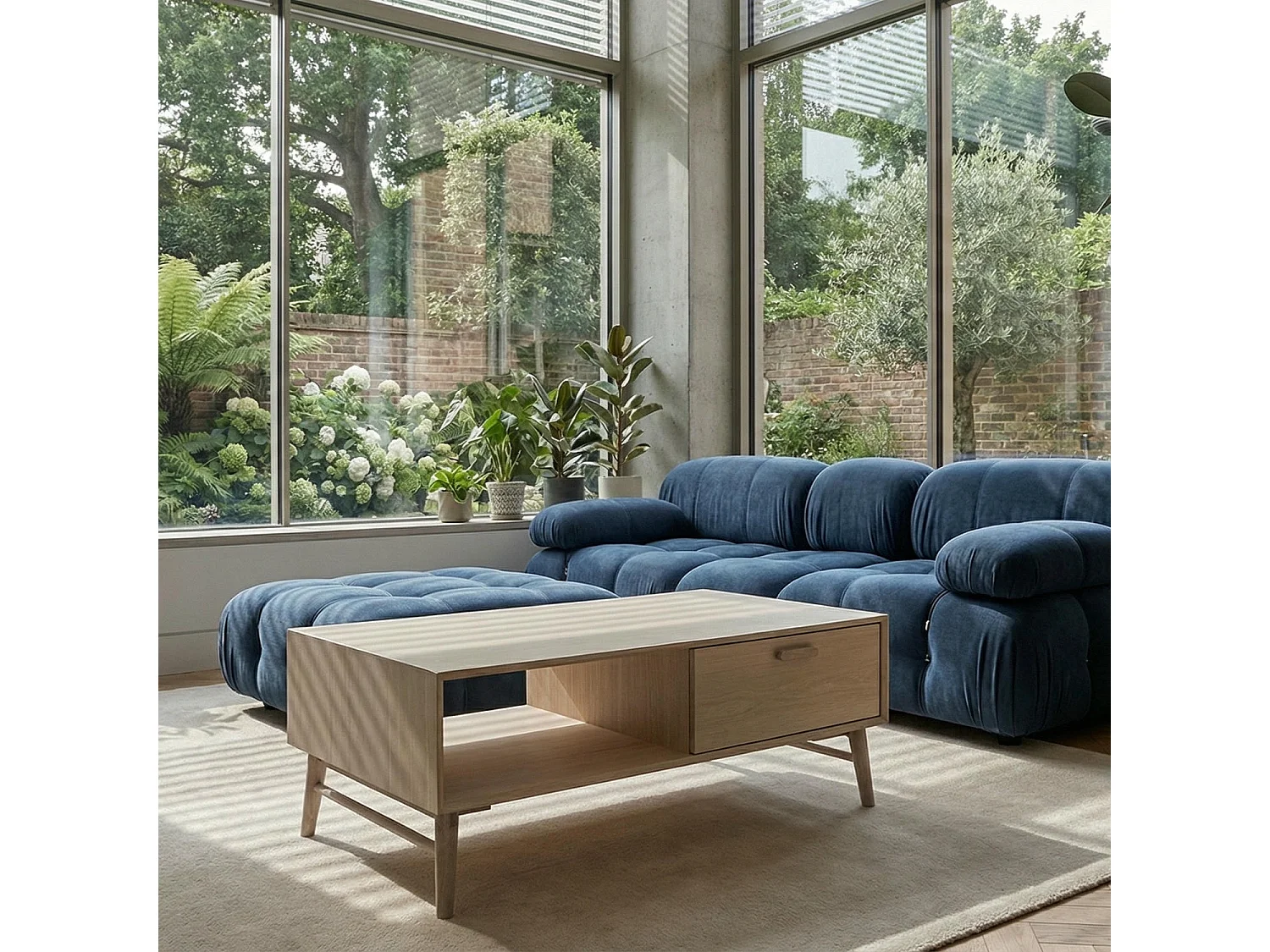 Table basse Porto - Rectangulaire - Chêne massif et - huile blanche