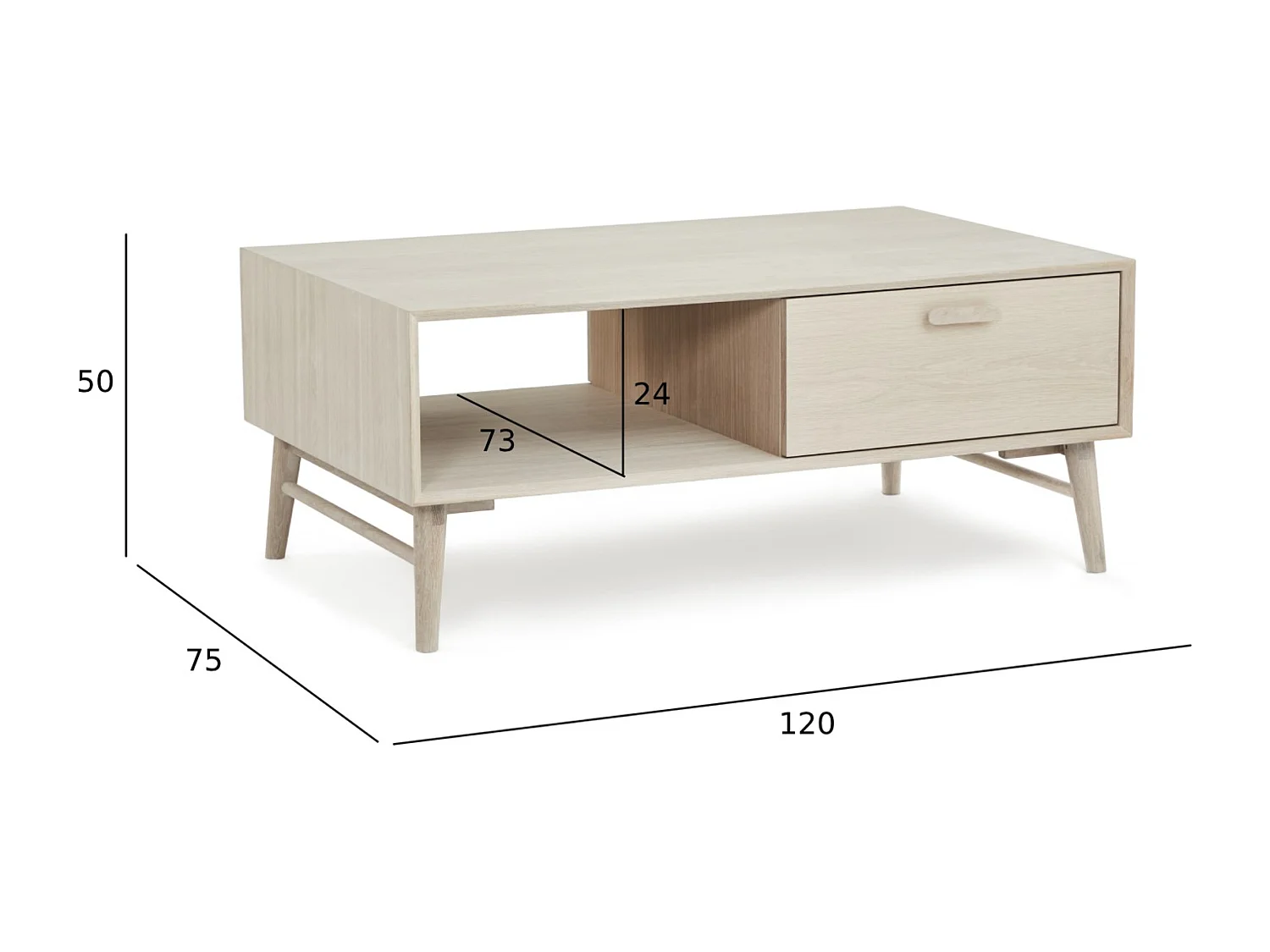 Table basse Porto - Rectangulaire - Chêne massif et - huile blanche
