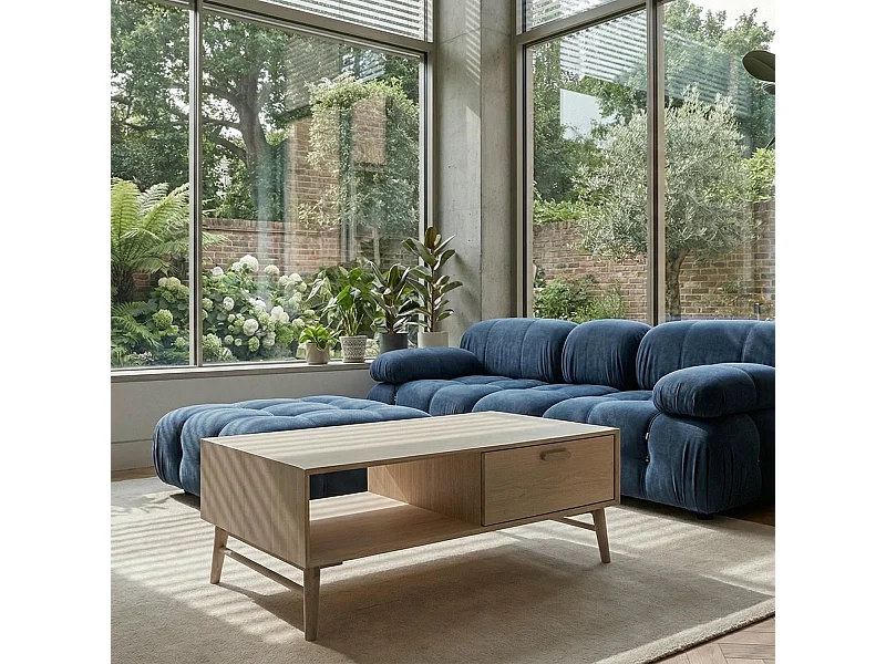 Rechthoekige Salontafel Texas - Massief eikenhout - Naturel