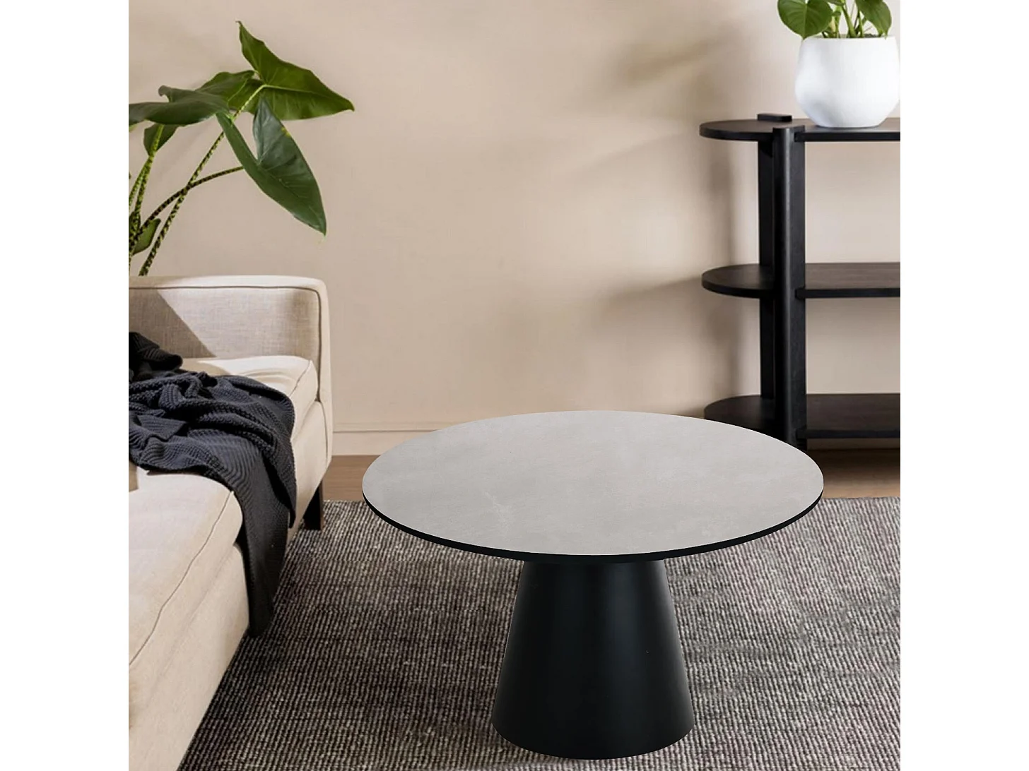 Table basse Tango - Ronde - MDF et bois - Gris