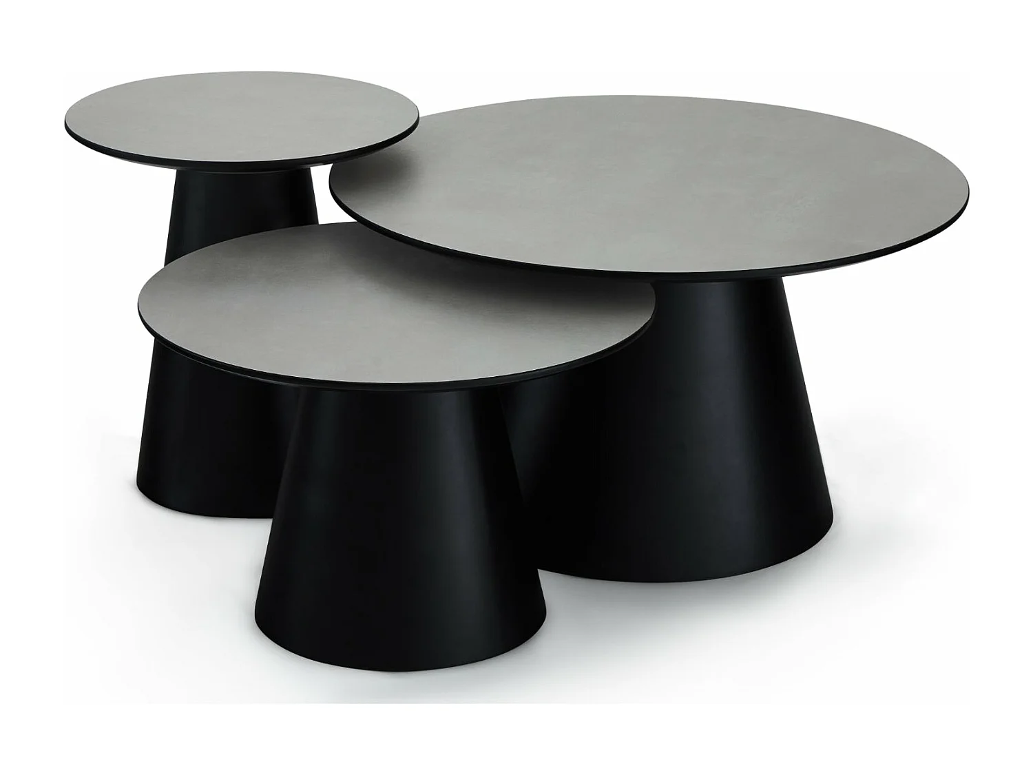 Table basse Tango - Ronde - MDF et bois - Gris