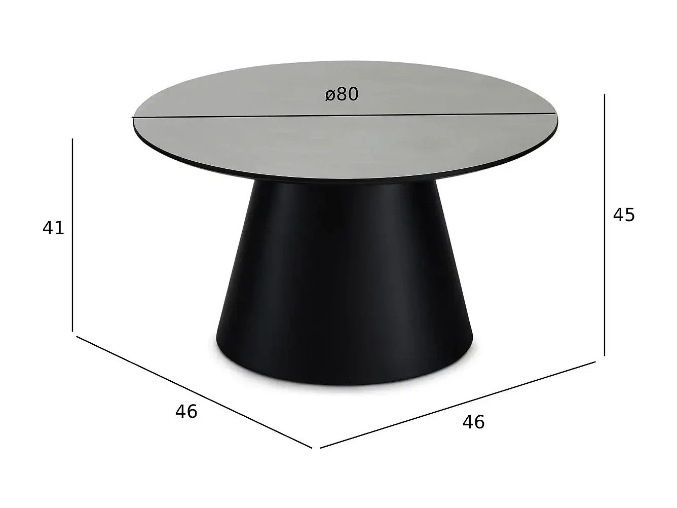 Table basse Tango - Ronde - MDF et bois - Gris