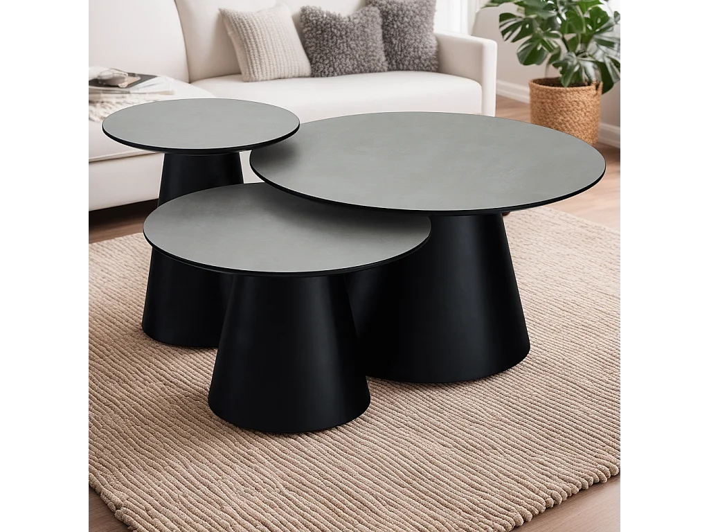 Tavolino rotondo Tango - MDF e Melamina - Grigio