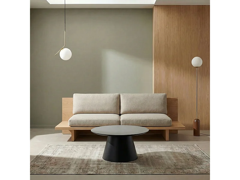 Table basse Tango - Ronde - MDF et bois - Gris