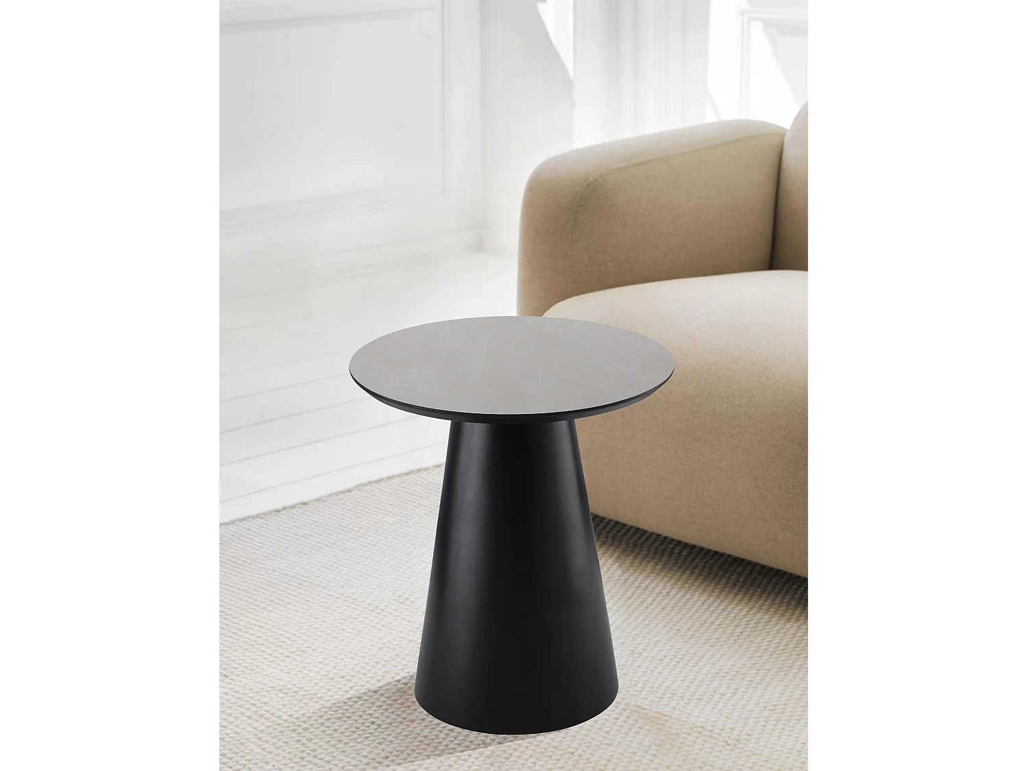 Table basse Tango - Ronde - MDF et bois - Gris