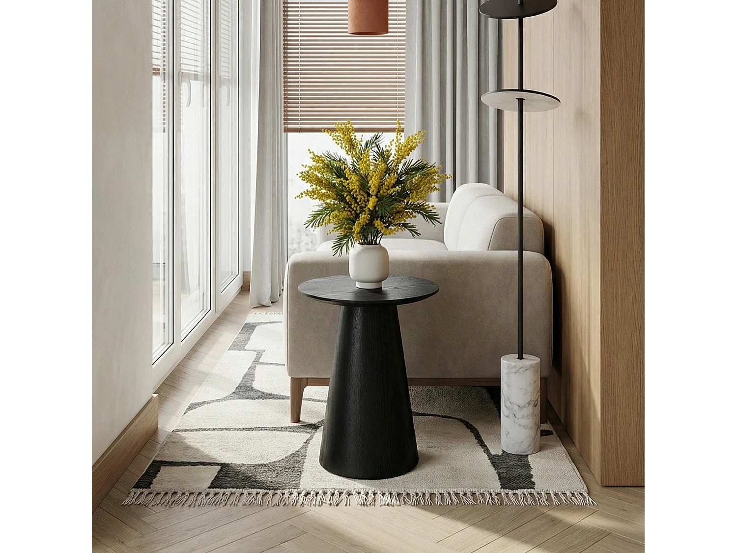 Ronde Salontafel Tango - MDF & egetræsfinér - Zwart