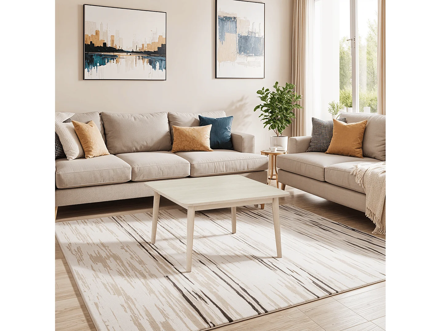 Table basse Nyborg - Carrée - Chêne massif et - huile blanche