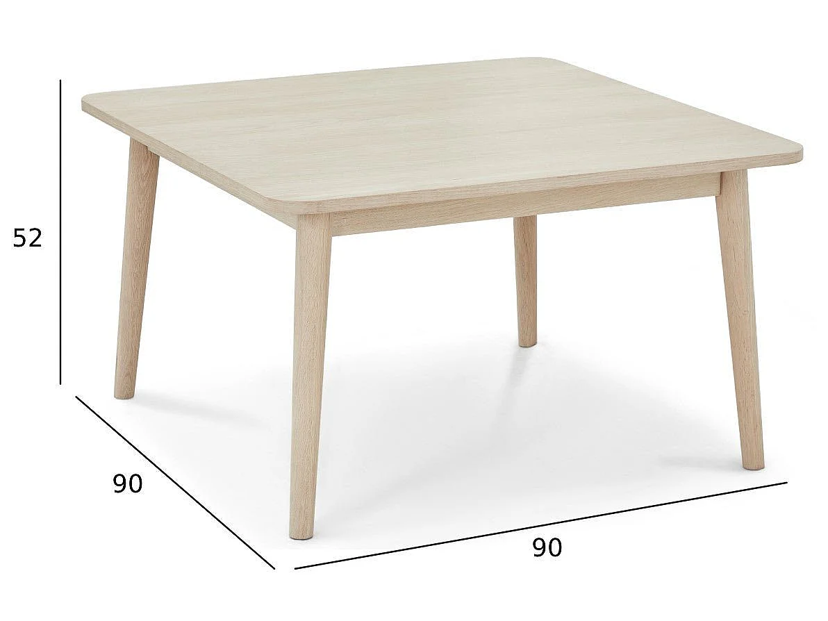 Table basse Nyborg - Carrée - Chêne massif et - huile blanche