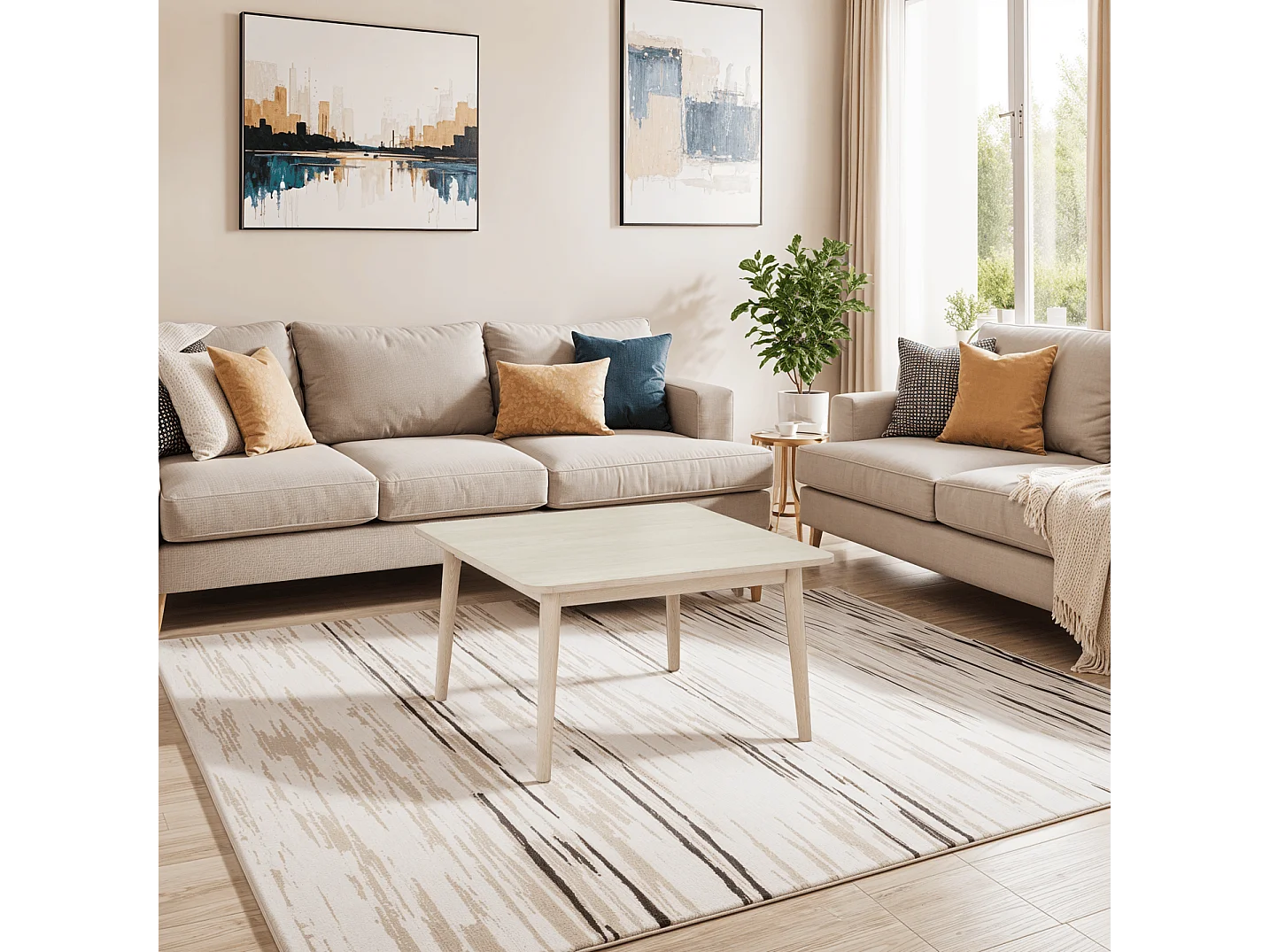 Table basse Nyborg - Carrée - Chêne massif et - huile blanche